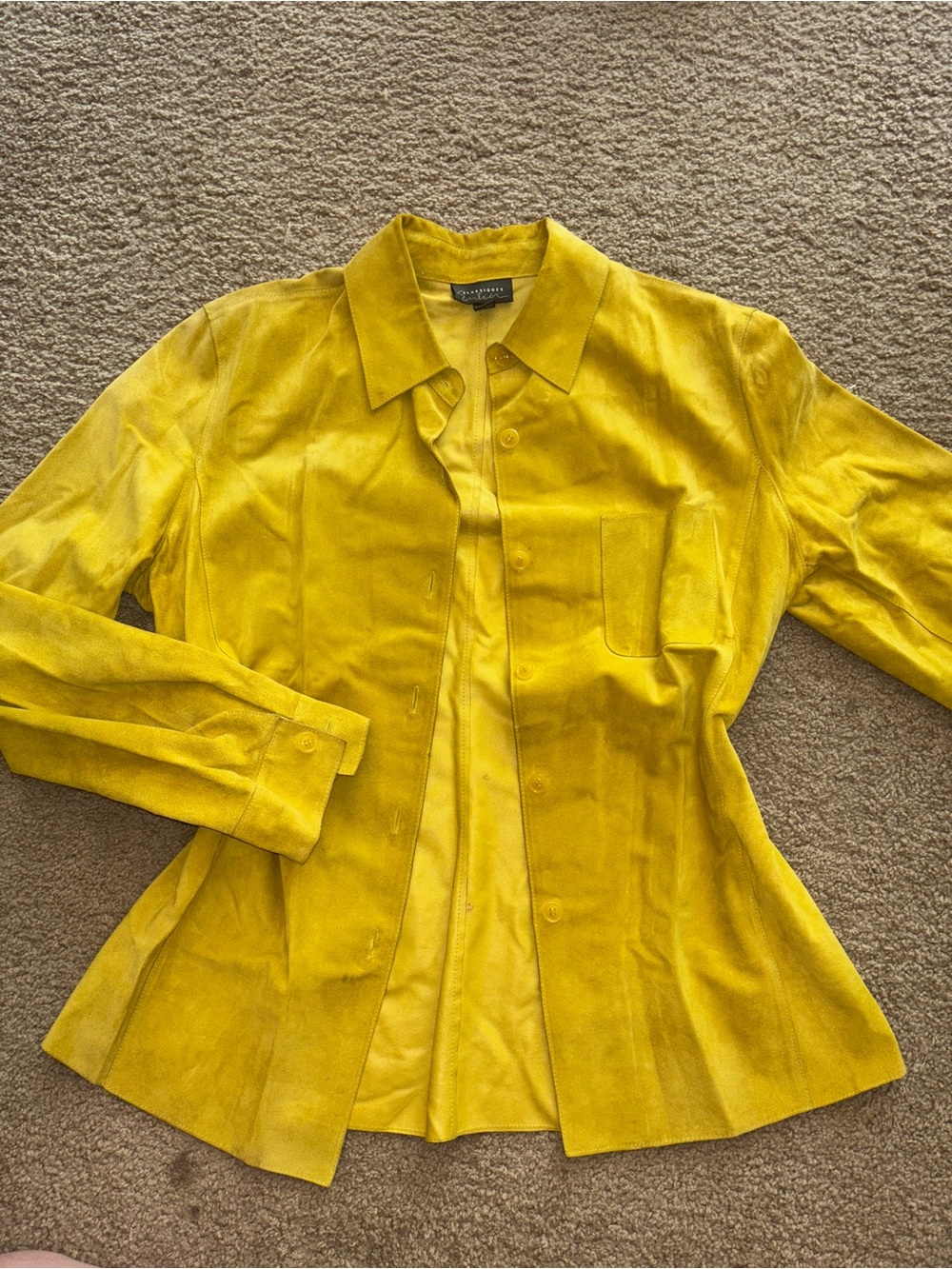 REAL LEATHER Chartreuse Button Down